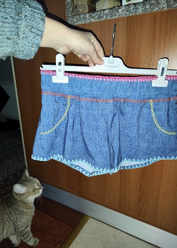 Nakışlı Bel Bantlı Kot penti deniz Şortu S - Görsel 3