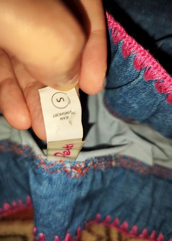 Nakışlı Bel Bantlı Kot penti deniz Şortu S - Görsel 8