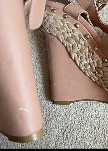 Pudra pembe Dolgu Topuk sandalet miss selfridge 38 - Görsel 8