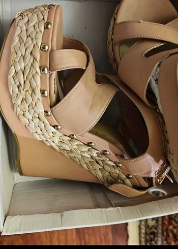 Pudra pembe Dolgu Topuk sandalet miss selfridge 38 - Görsel 7