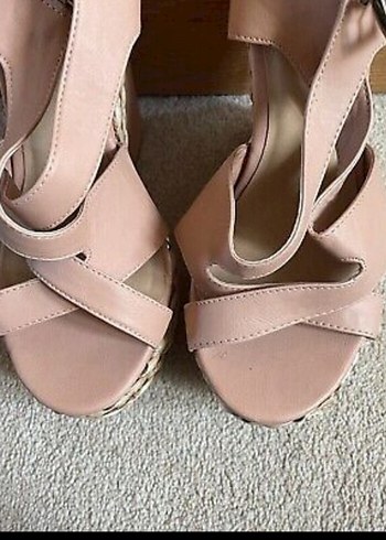 Pudra pembe Dolgu Topuk sandalet miss selfridge 38 - Görsel 4