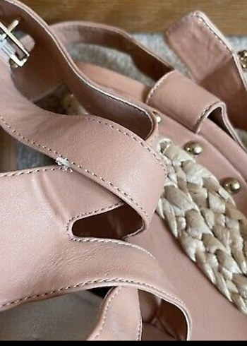 Pudra pembe Dolgu Topuk sandalet miss selfridge 38 - Görsel 10