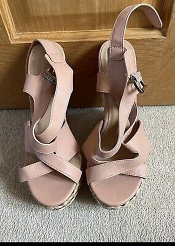 Pudra pembe Dolgu Topuk sandalet miss selfridge 38 - Görsel 2