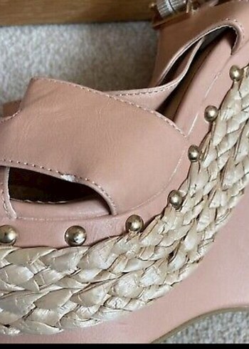 Pudra pembe Dolgu Topuk sandalet miss selfridge 38 - Görsel 9