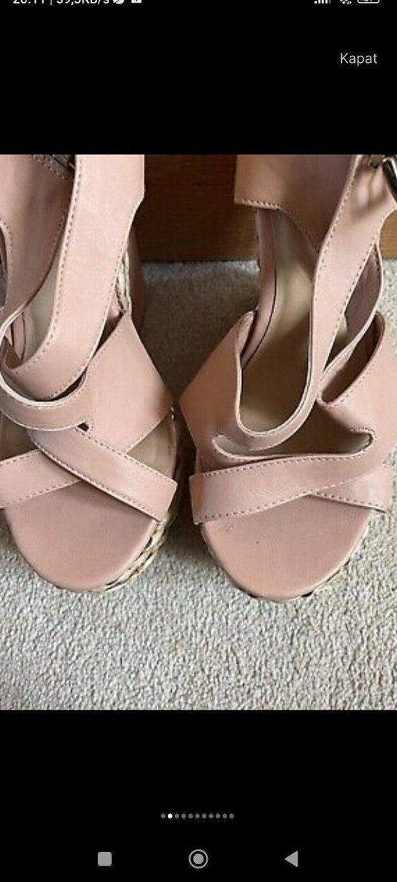 Pudra pembe Dolgu Topuk sandalet miss selfridge 38 - Görsel 4