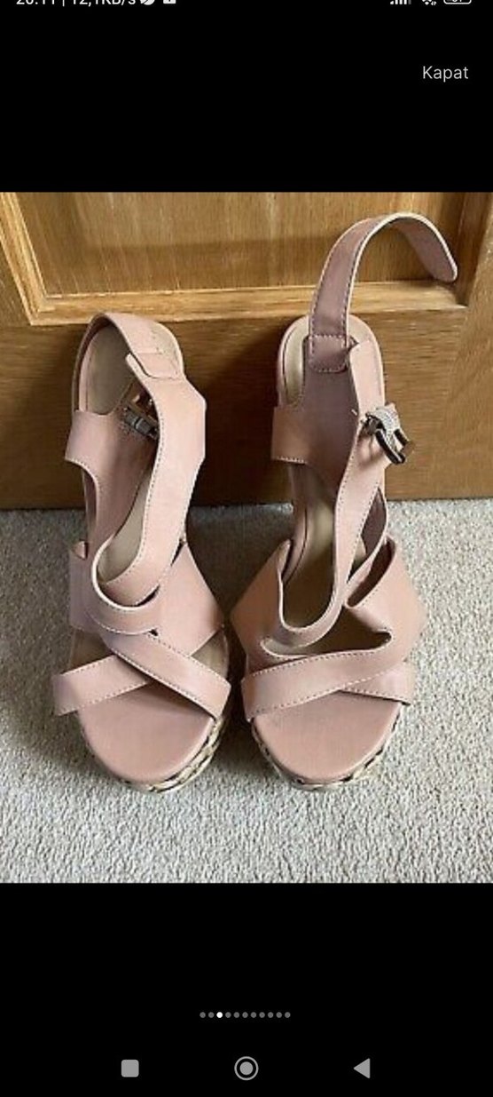 Pudra pembe Dolgu Topuk sandalet miss selfridge 38 - Görsel 2