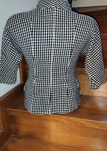 Vintage vakko yün Ekose Kadın Blazer - Görsel 4