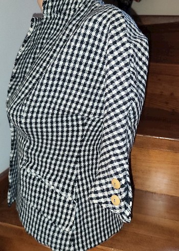 Vintage vakko yün Ekose Kadın Blazer - Görsel 3