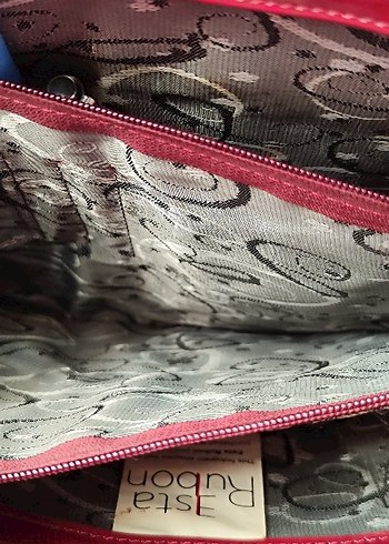 Esta rubon Parlak Kırmızı Deri Kadın Çanta - Görsel 10