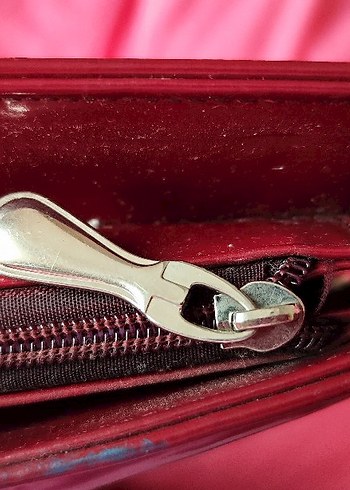 Esta rubon Parlak Kırmızı Deri Kadın Çanta - Görsel 7