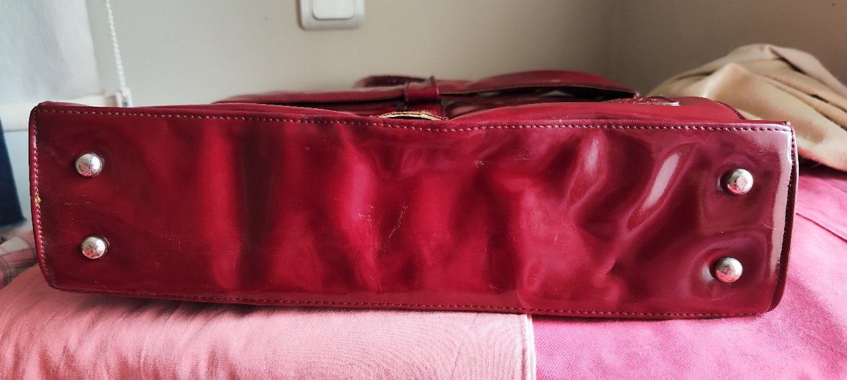 Esta rubon Parlak Kırmızı Deri Kadın Çanta - Görsel 4