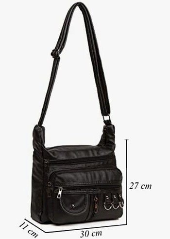 Siyah Deri Biker Çanta - Görsel 3