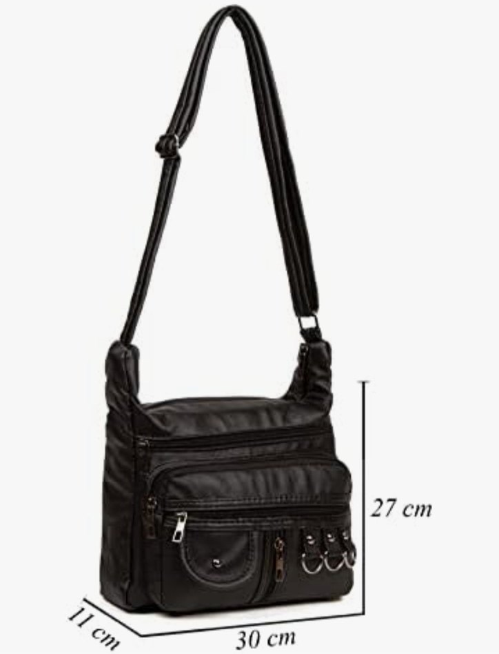 Siyah Deri Biker Çanta - Görsel 3