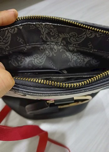 matmazel Çiçek Baskılı Siyah Deri Kadın Çanta - Görsel 5