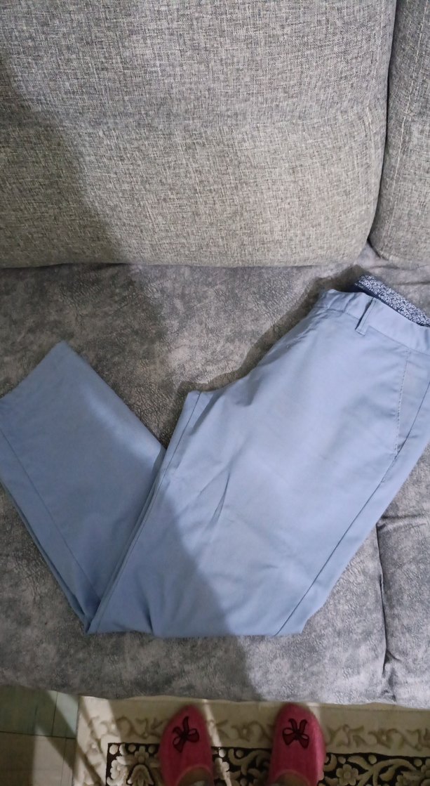 Düğmeli Gri Denim Erkek Pantolon - Görsel 2