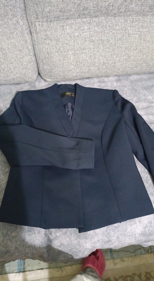 Düğmeli Lacivert Midi Kadın Blazer Ceket - Görsel 2