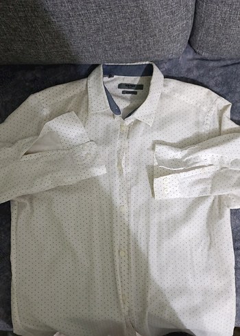Pamuk Beyaz Erkek Gömlek, Uzun Kollu, Düğmeli - Görsel 3