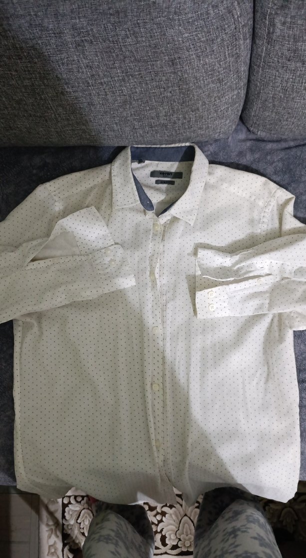 Pamuk Beyaz Erkek Gömlek, Uzun Kollu, Düğmeli - Görsel 3