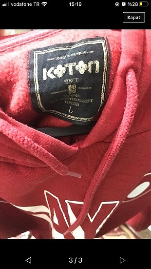 Koton Kırmızı Koton Hoodie kapüşonlu sweatshirt