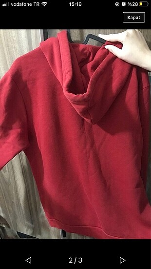 l Beden Kırmızı Koton Hoodie kapüşonlu sweatshirt