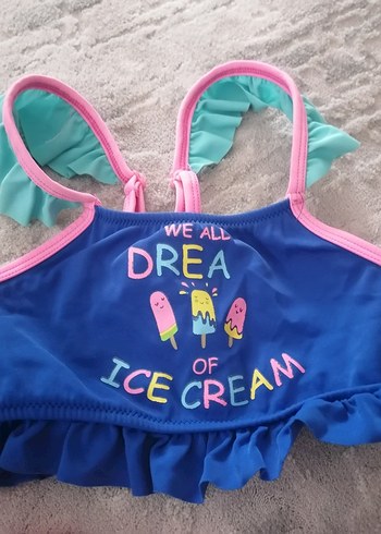 Kız Çocuk Mavi Baskılı Bikini