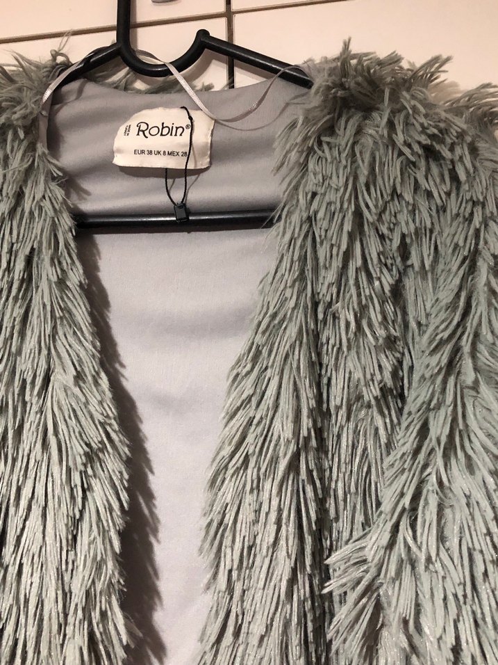 Gri Kadın Suni Kürk Ceket - Görsel 4