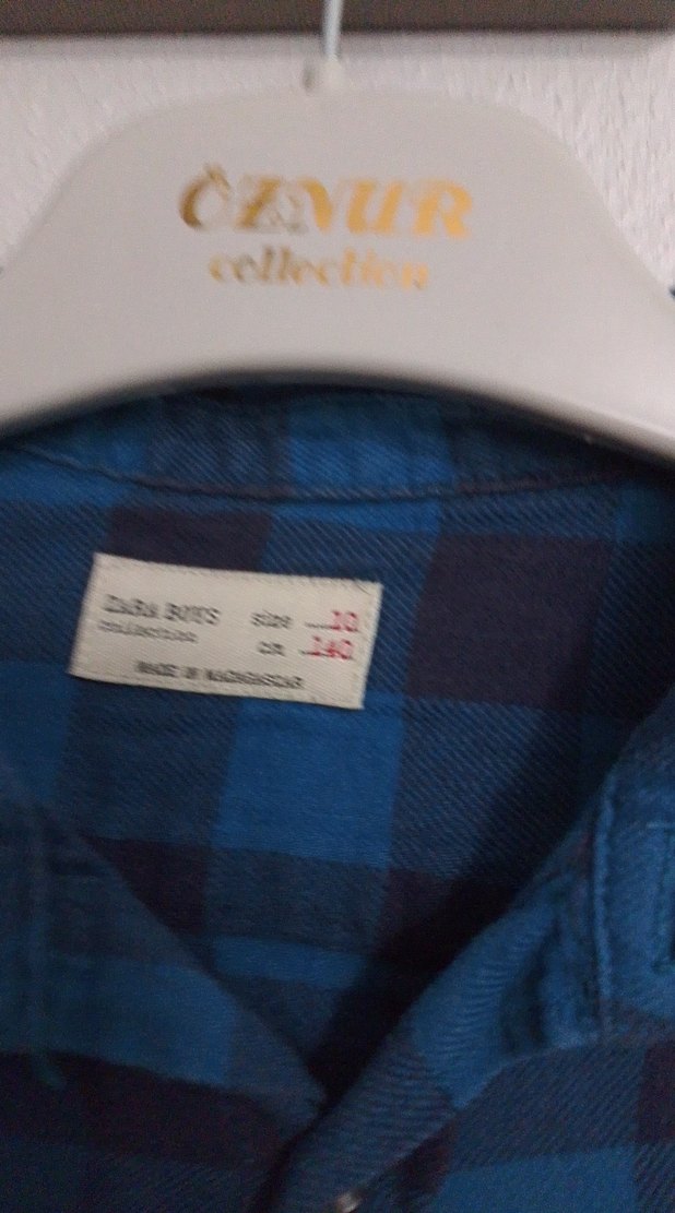 Erkek Çocuk Lacivert Ekose Denim Gömlek - Görsel 3