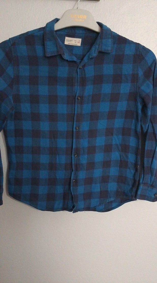 Erkek Çocuk Lacivert Ekose Denim Gömlek - Görsel 2