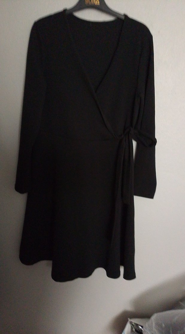 Siyah Midi Uzun Kollu Salaş Kadın Elbise - Görsel 2