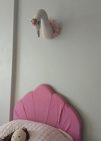 Pembe Peluş Kuğu Duvar Süsü - Görsel 8