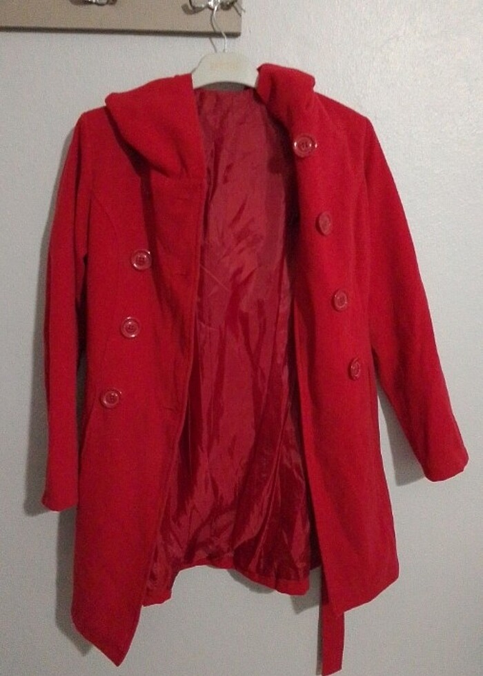 Kaşe  kırmızı kaban  çok iyi durumda - Görsel 3