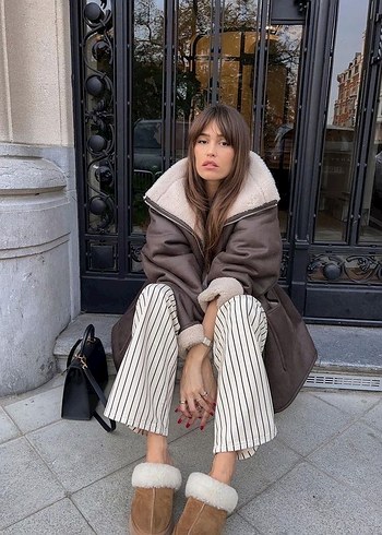 Mango Peluş Detaylı Çift Taraflı Mont - Görsel 3