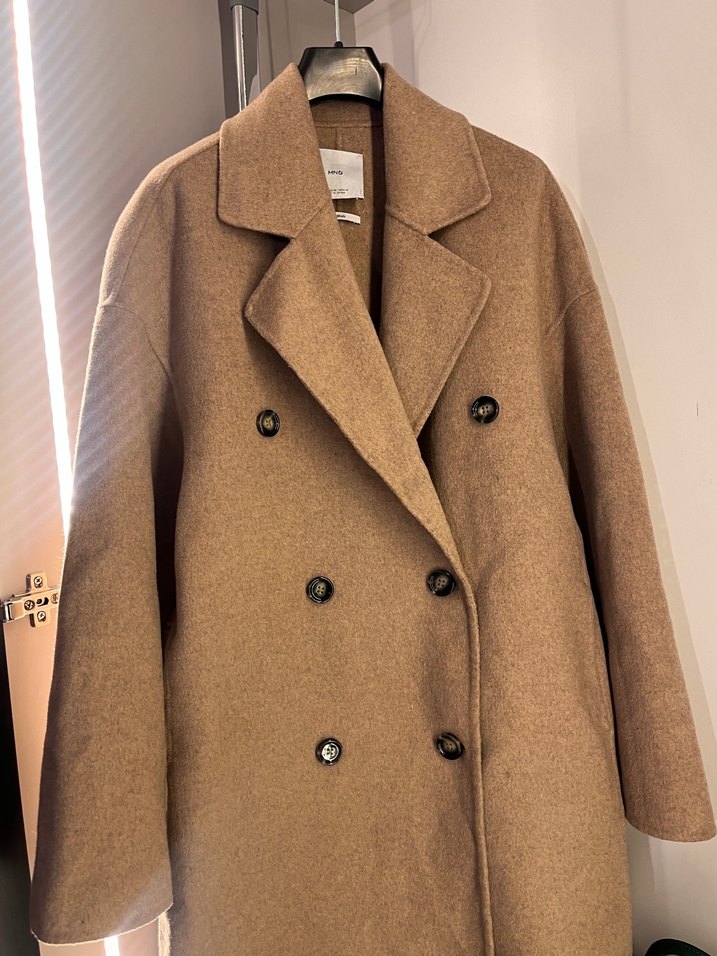 Mango Handmade Düğmeli Camel Kaban - Görsel 5