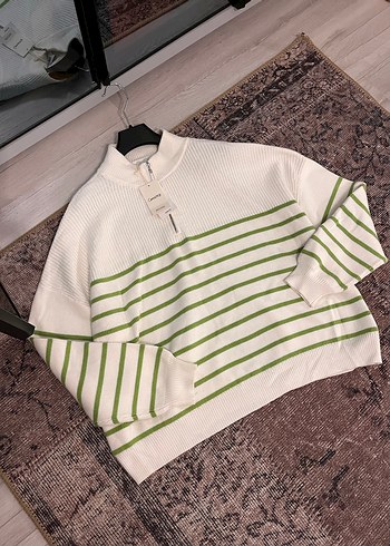 Mango Çizgili Salaş Kadın Triko - Görsel 4