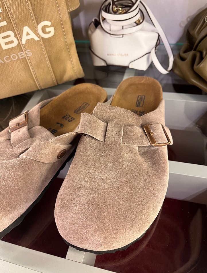 Bej Süet Kadın Terlik Birkenstock Boston - Görsel 2