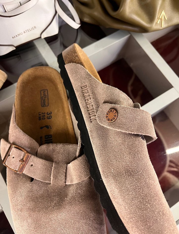 Bej Süet Kadın Terlik Birkenstock Boston - Görsel 3