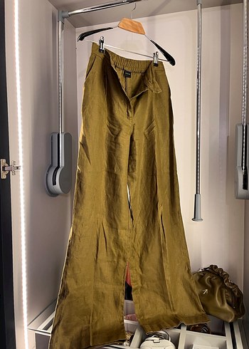 Massimo Dutti Haki Keten Pantolon - Görsel 3