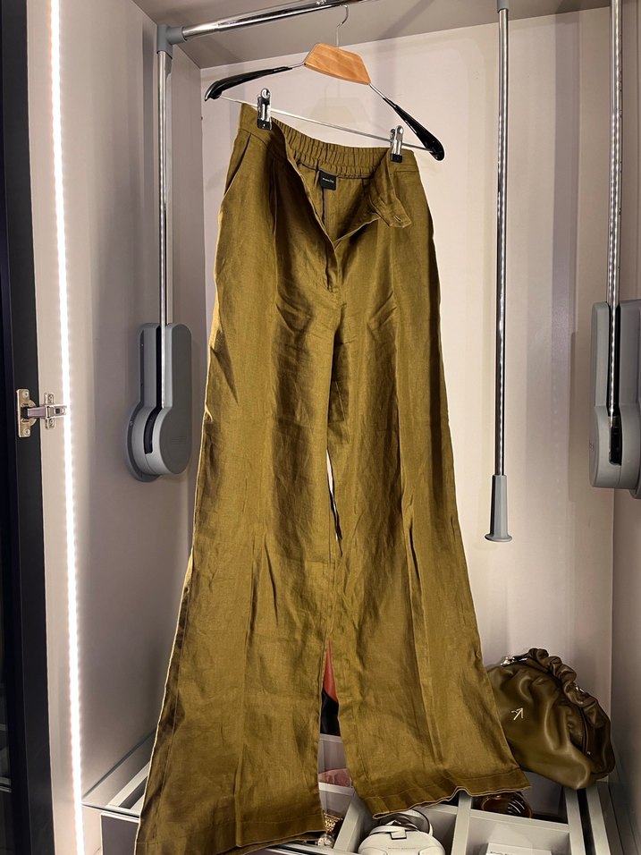 Massimo Dutti Haki Keten Pantolon - Görsel 3