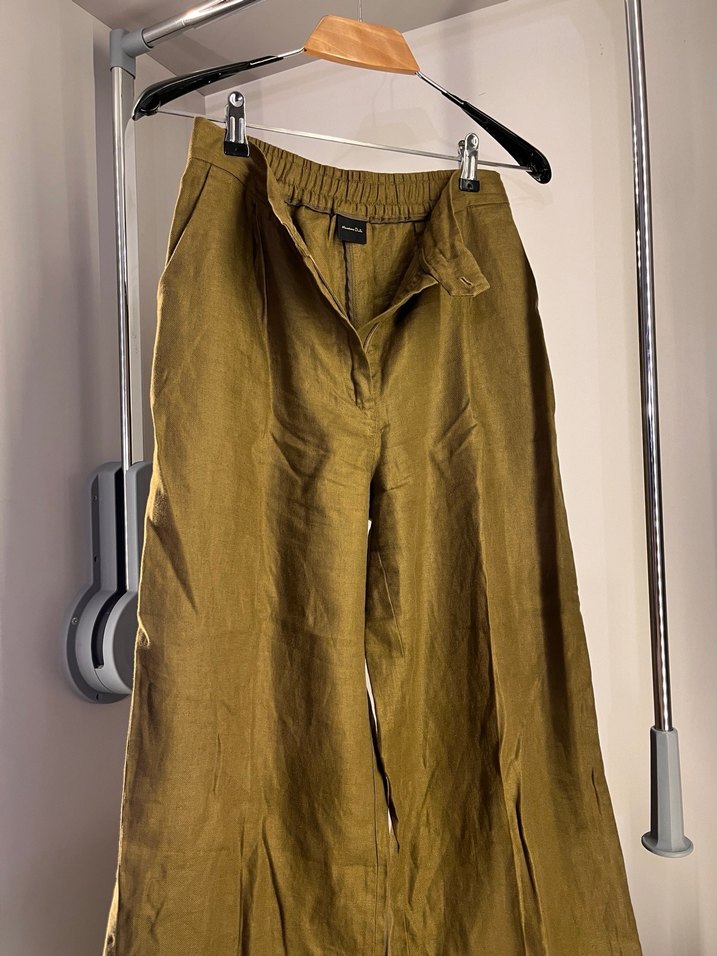 Massimo Dutti Haki Keten Pantolon - Görsel 4