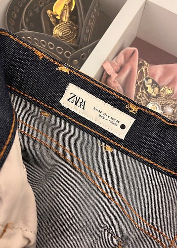 Zara Lacivert Boru Paça Denim Pantolon - Görsel 5