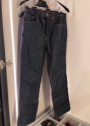 Zara Lacivert Boru Paça Denim Pantolon - Görsel 2