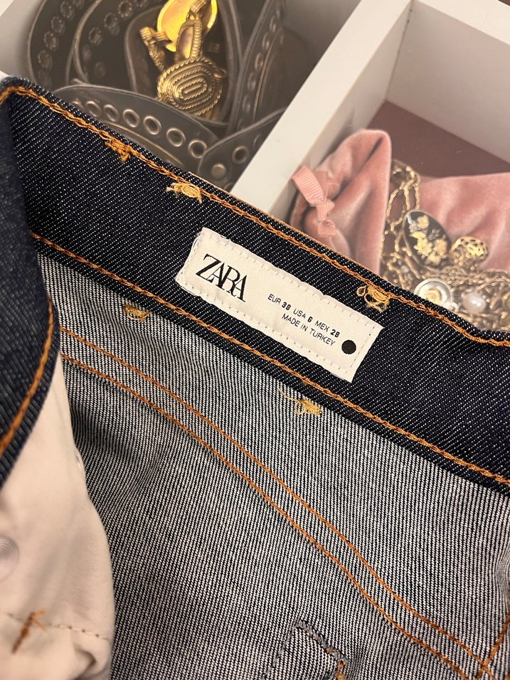 Zara Lacivert Boru Paça Denim Pantolon - Görsel 5