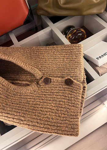 Düğmeli Örgü Triko Kadın Balaclava - Görsel 3