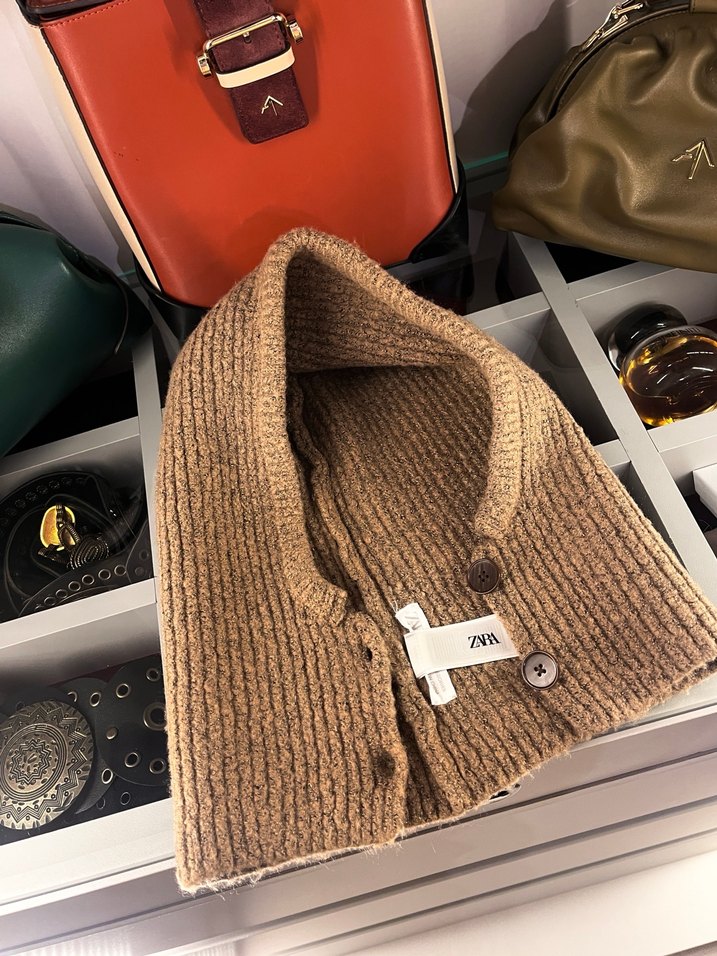 Düğmeli Örgü Triko Kadın Balaclava - Görsel 2