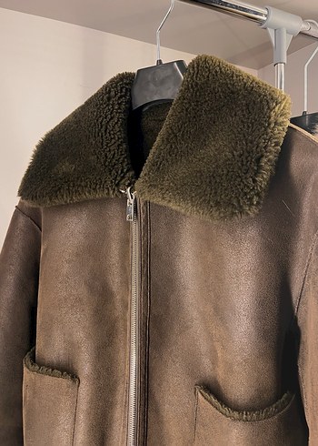 Mango Kahverengi Kürklü Kadın Çift Taraflı Ceket - Görsel 5