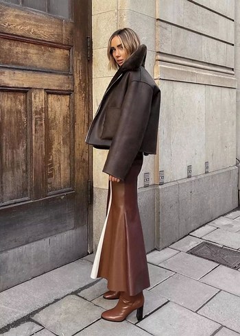 Mango Kahverengi Kürklü Kadın Çift Taraflı Ceket - Görsel 6