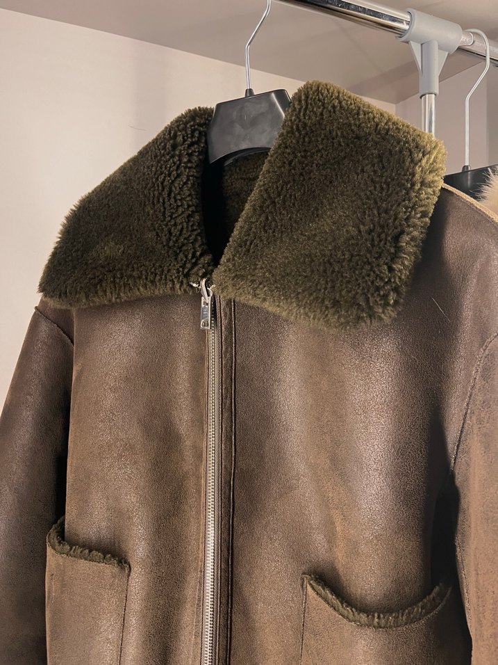 Mango Kahverengi Kürklü Kadın Çift Taraflı Ceket - Görsel 5