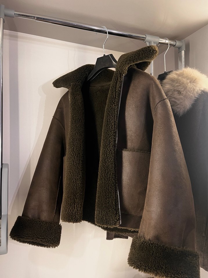 Mango Kahverengi Kürklü Kadın Çift Taraflı Ceket - Görsel 2