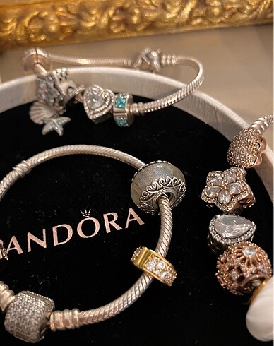  Beden Pandora Şeffaf Cam Yaldızlı Murano