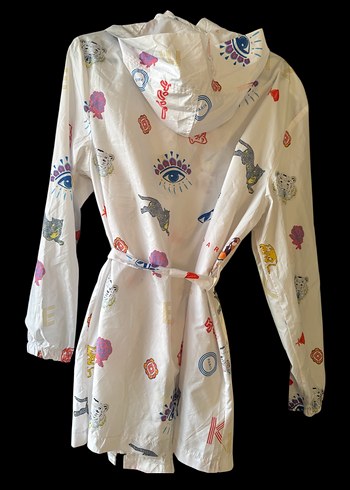 Beyaz Desenli Uzun Kadın Yağmurluk kenzo - Görsel 2